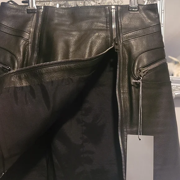 Alexander McQueen High Waist Moto Double Zip Nappa Leather Skirt - Picture 4 of 9